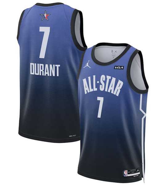 Men%27s 2023 All-Star #7 Kevin Durant Blue Game Swingman Stitched Basketball Jersey Dzhi